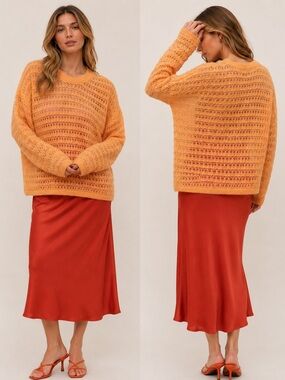 Anthropologie Pilcro Open Knit Stitch Vibrant Sweater Top Size M Pullover